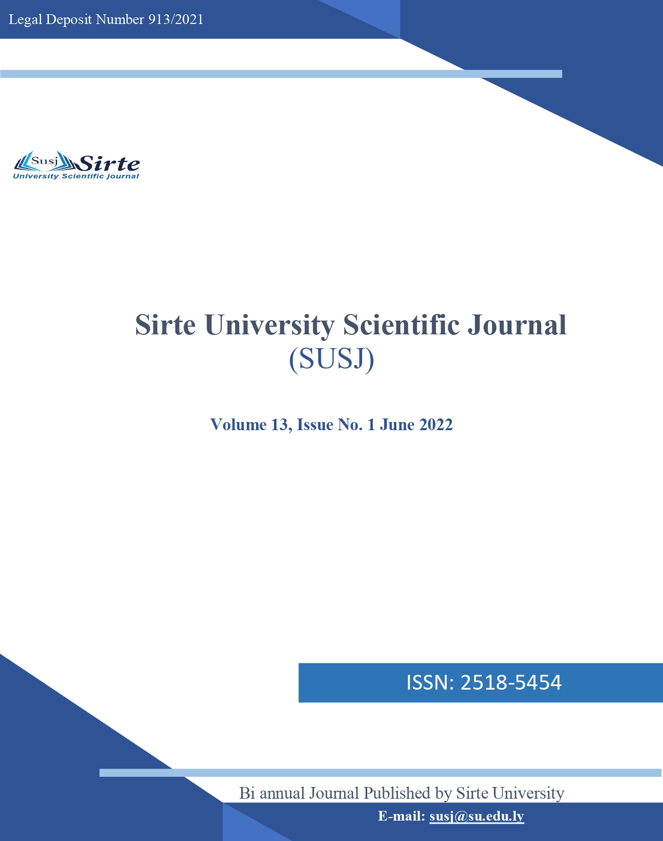 					View Vol. 12 No. 1 (2022): Sirte University Scientific Journal (SUSJ)
				