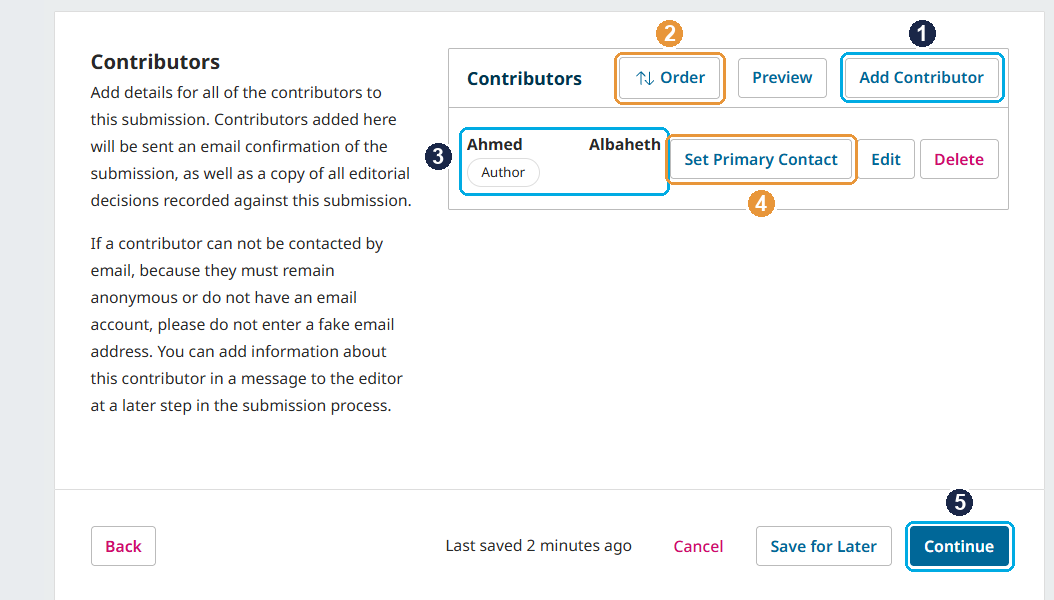 Screenshot: Contributors list