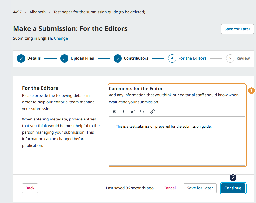 Screenshot: For the Editors stage