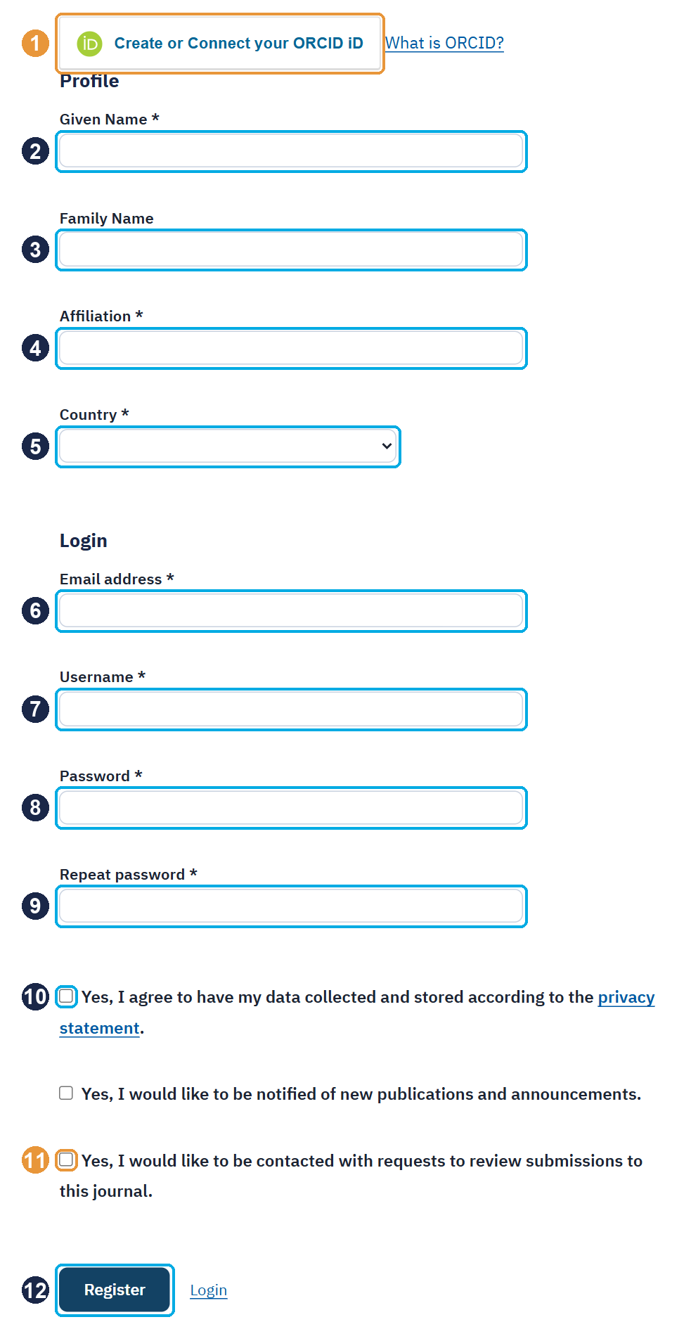 Screenshot: Registration form