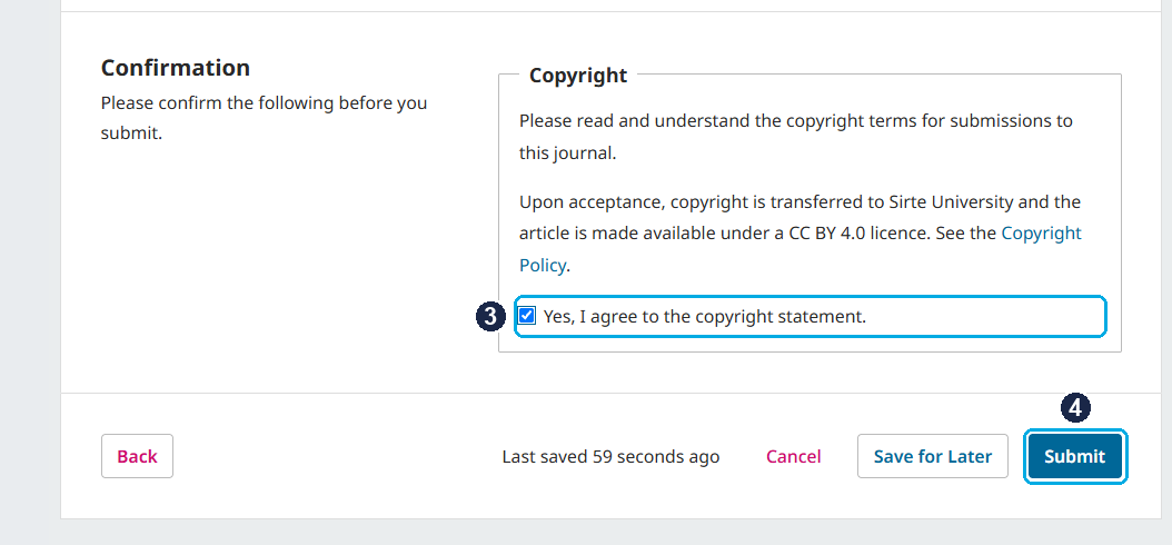 Screenshot: Confirming and submitting